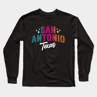 San Antonio Texas Retro Colors Long Sleeve T-Shirt